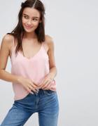 Asos Design Swing Cami With Double Layer - Pink
