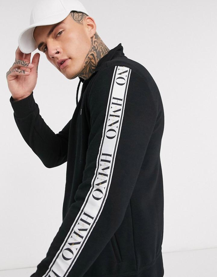 Hermano Zip Thru Sweat With Taping In Black