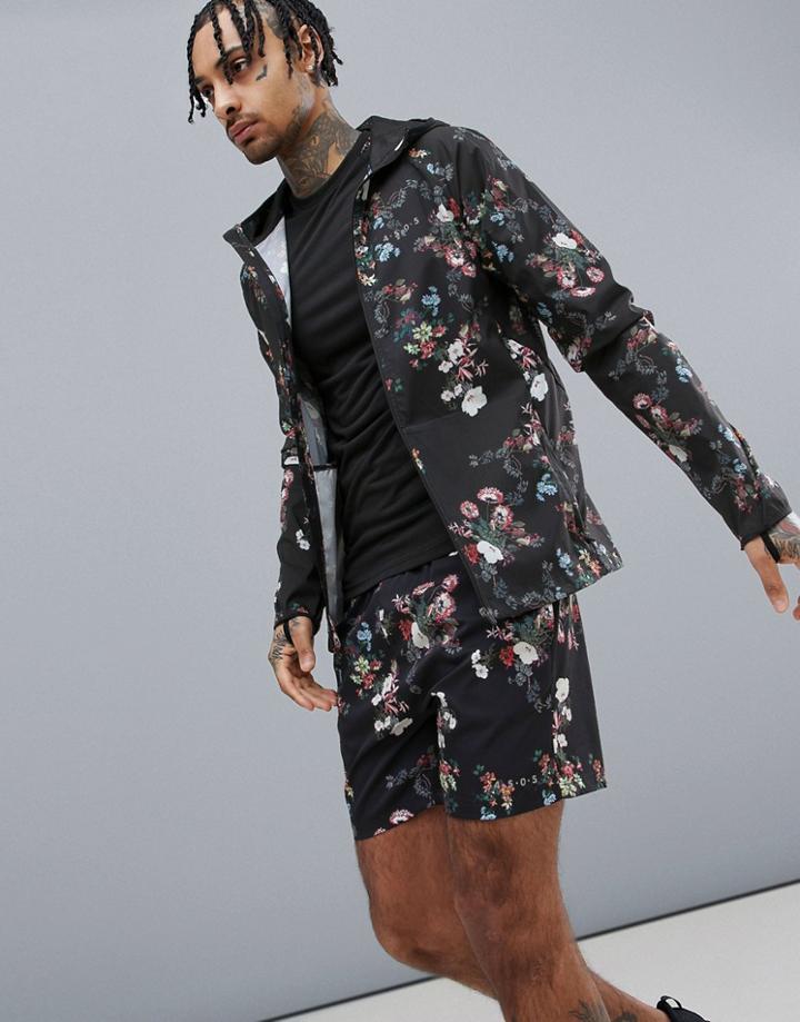 Asos 4505 Running Jacket With Floral Print - Black