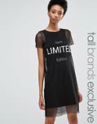 Noisy May Tall Mesh Motif T-shirt Dress - Black