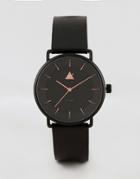 Asos Plus Watch In Black With Rose Gold Highlights - Black