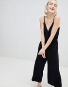 Monki Cami Wrap Croppped Jumpsuit - Black