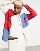Asos Design 90s Oversized Shirt In Color Block With City Chest Print-multi