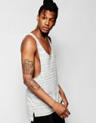 Asos Space Dye Longline Tank With Extreme Racer Back - Gray