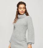 Miss Selfridge Petite Roll Neck Sweater Dress In Gray-grey