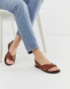 Vagabond Tia Tan Leather Flat Sandals - Brown