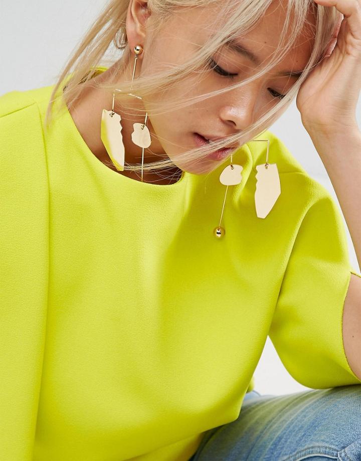 Asos Statement Metal Shape Earrings - Gold
