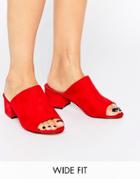 Truffle Wide Fit Kitten Heel Mule - Red