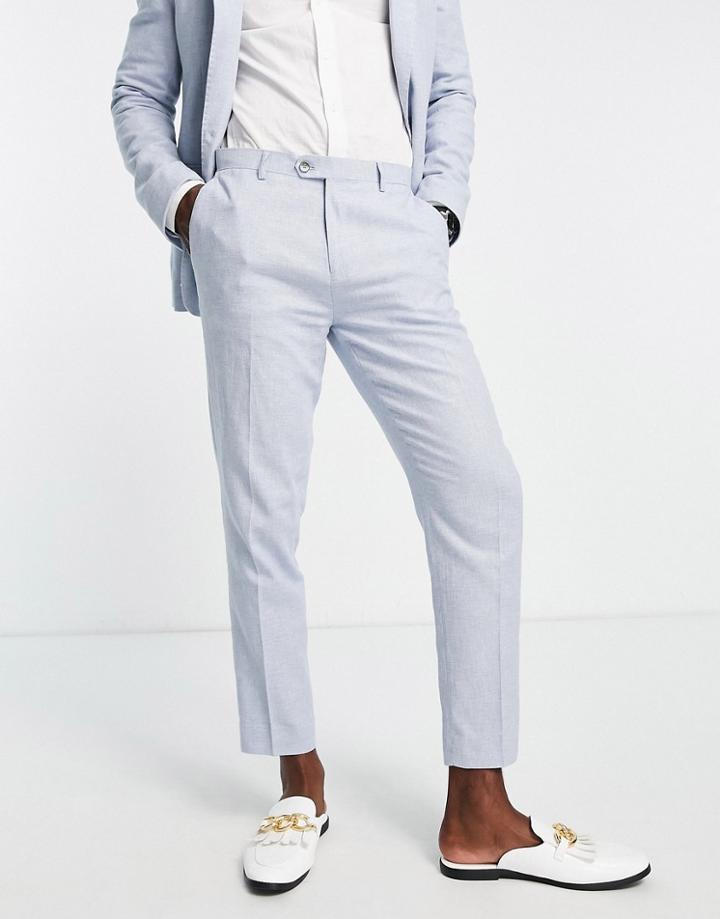 Gianni Feraud Skinny Cropped Suit Pants In Light Blue