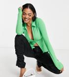 Asyou Ribbed Fitted Shirt In Green