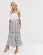 Y.a.s Textured Check Tiered Maxi Skirt