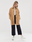 Asos Design Crepe Coat With Buttons-stone
