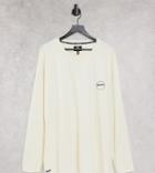 Threadbare Plus Long Sleeve Logo Top In Off White