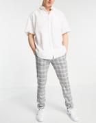 Topman Skinny Check Pants In Gray And White-multi