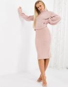 Missguided Co-ord Fluffy Midi Skirt In Blush-pink