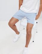 Asos Design Slim Chino Shorts In Dusky Blue - Blue
