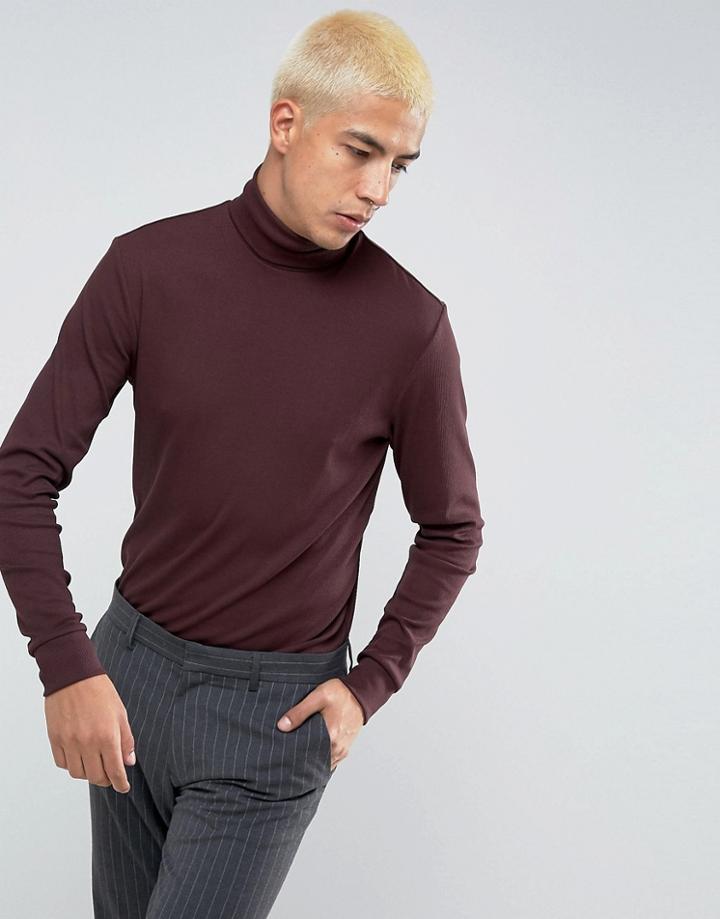 Weekday Tube Rib Turtleneck - Red