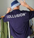 Collusion Oversized Logo T-shirt In Dark Blue-blues