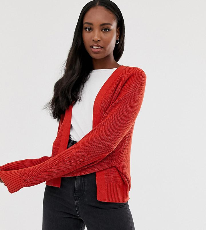 Asso Design Tall Eco Mixed Rib Cardigan - Red