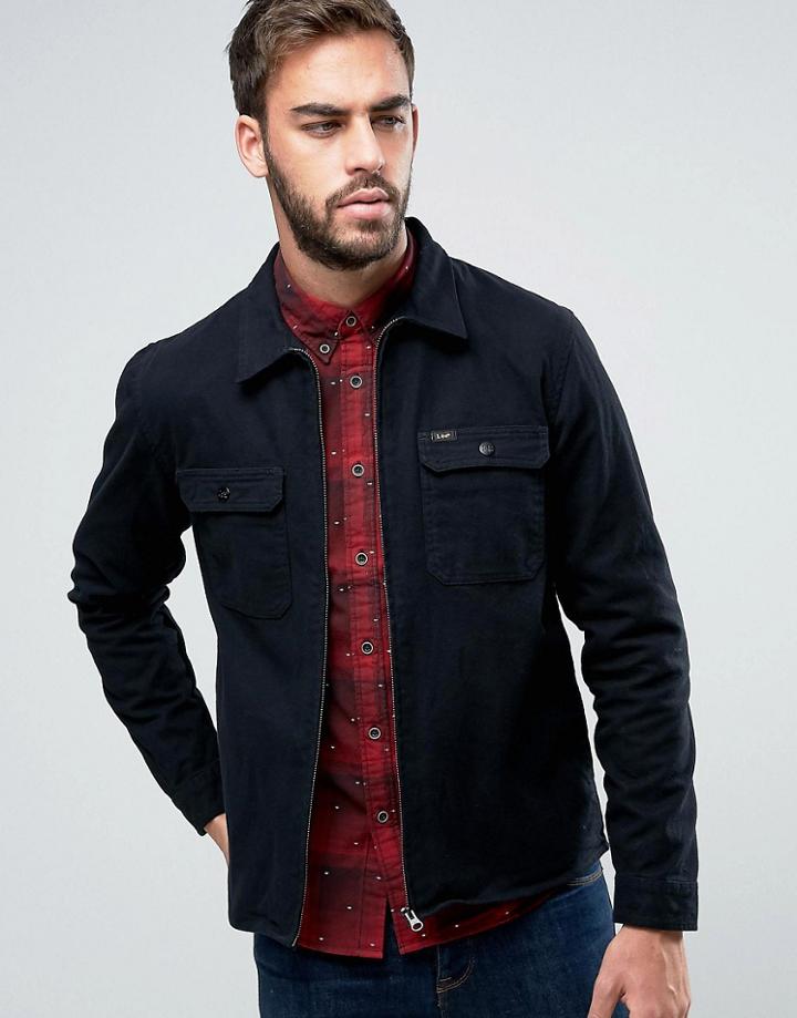 Lee Rider Regular Fit Zip Up Denim Jacket - Black