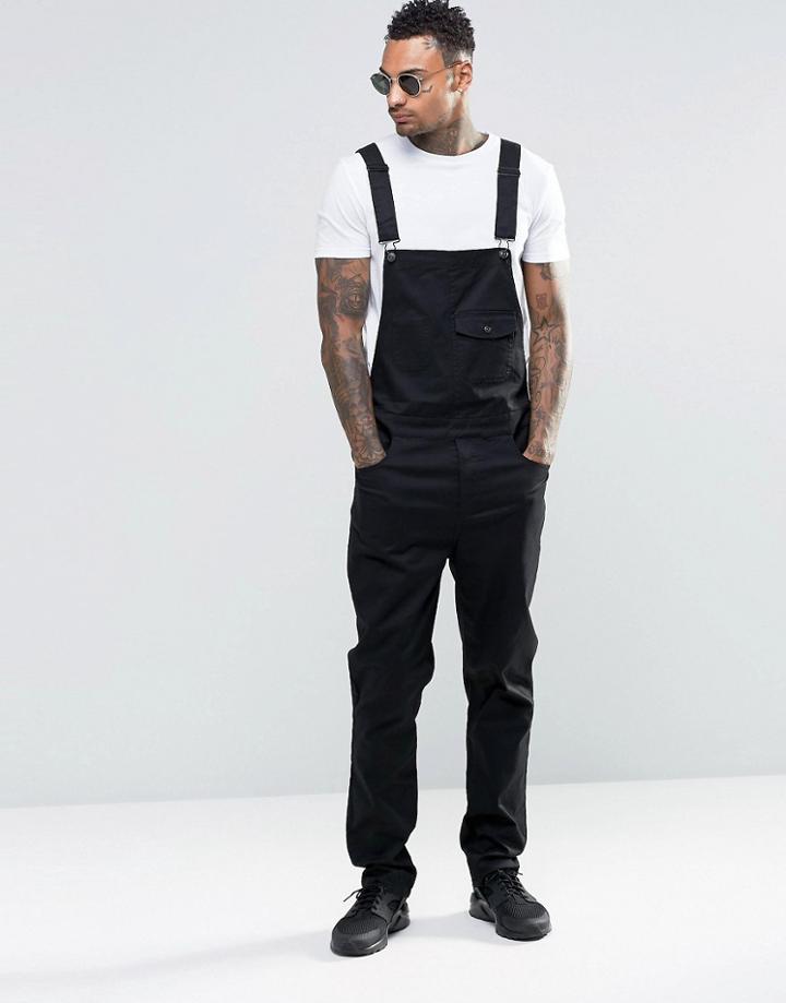 Asos Overalls In Black Cotton - Black