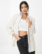 River Island Houndstooth Check Dad Blazer In Cream-white