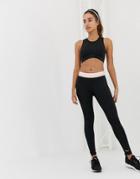 Puma Active Essentials Leggings In Black With Pink Waistband
