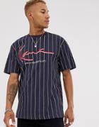Karl Kani Signature Pinstripe Logo T-shirt In Navy - Navy