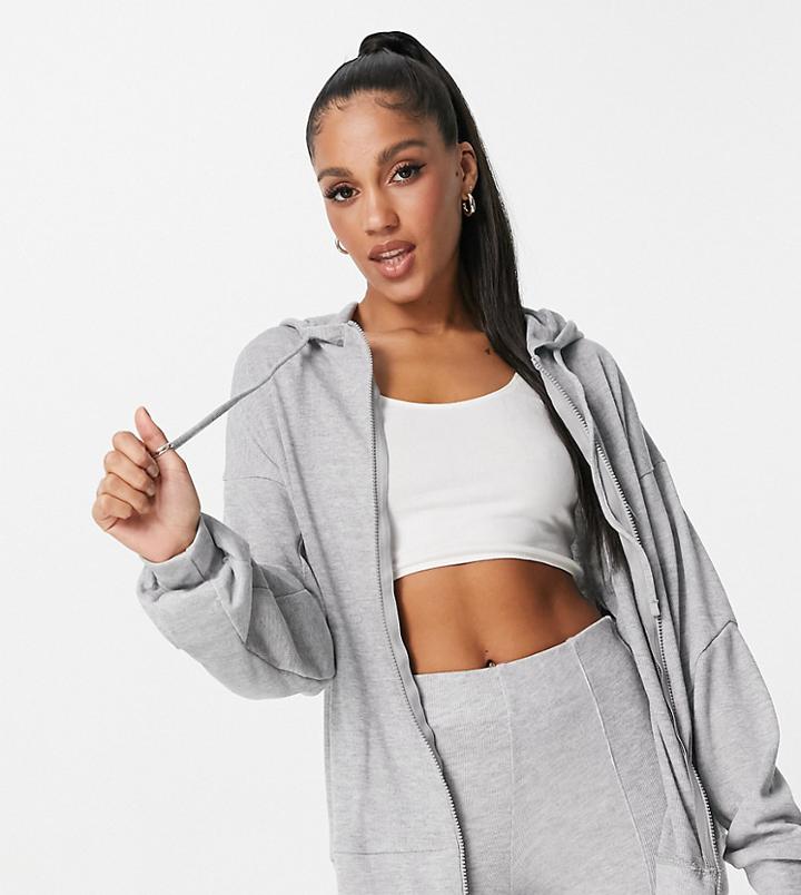 Asyou Zip Through Hoodie In Gray Heather - Part Of A Set-grey