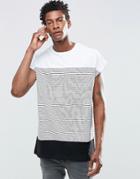 Asos Oversized Sleeveless T-shirt With Stripe Panel - White