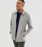Asos Design Tall Zip Through Jacket In Gray Check - Gray