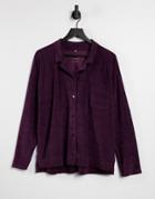 Asos 4505 Oversized Shirt With Button Front In Towelling-purple