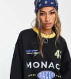 Reclaimed Vintage Inspired Organic Cotton Blend Motor Badge Sweat In Black