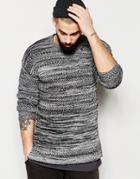 Asos Longline Sweater With Split Hem - Gray