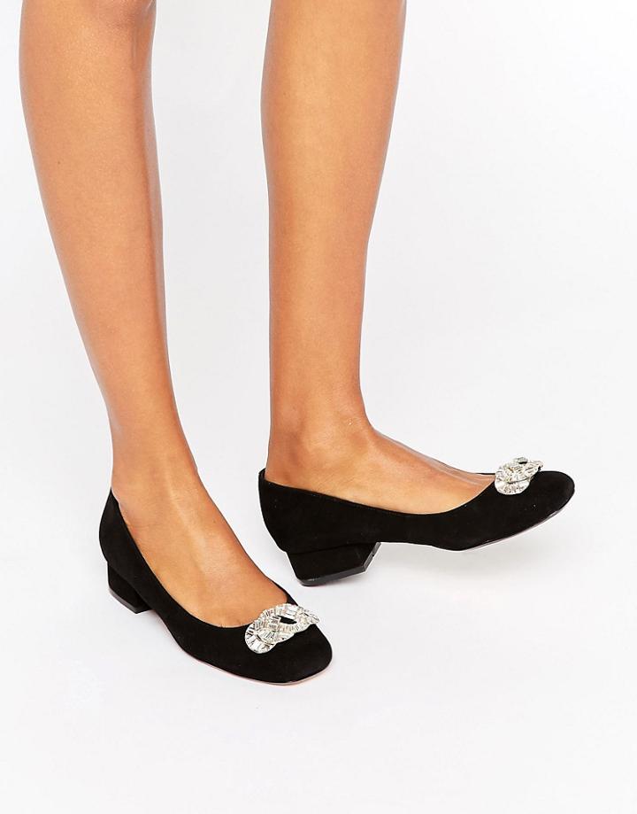 Dune Beebie Embellished Suede Mid Heeled Shoes - Black