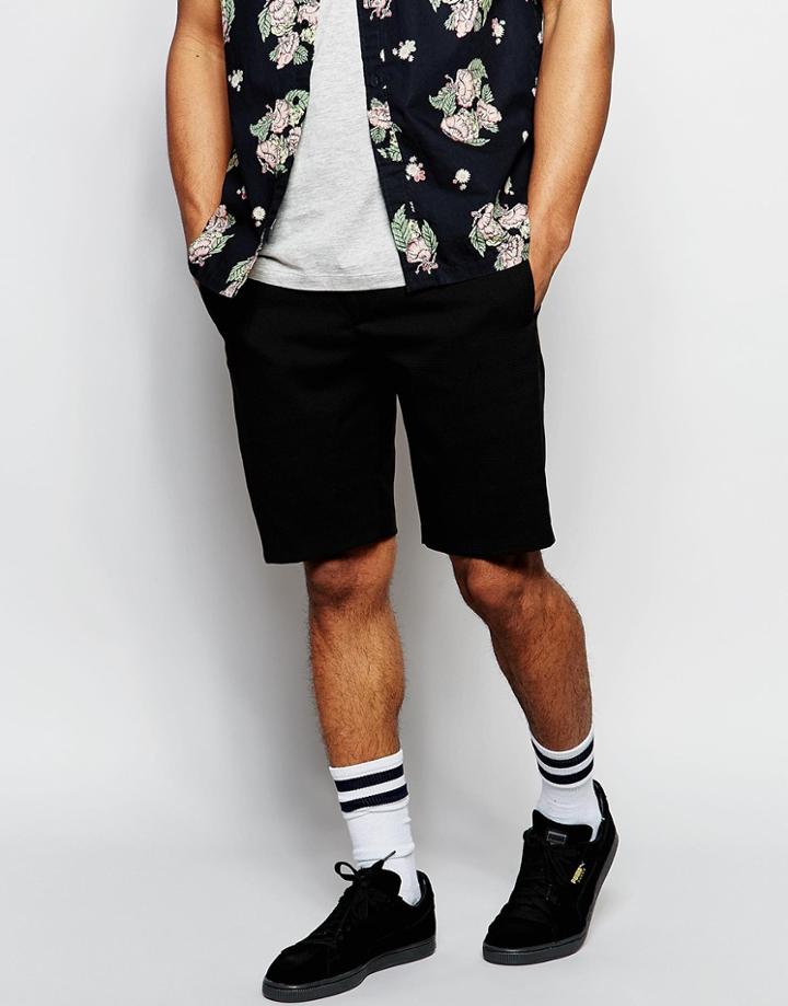 Asos Smart Bermuda Shorts In Contrast Back - Black