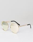 Yhf Brooke Round Sunglasses In Rose Gold - Gold