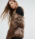Unreal Fur Collarless Dream Jacket - Brown