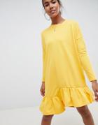 Noisy May Asymmetric Dress With Ruffle Hem - Yellow