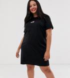 Daisy Street Plus Oversized T-shirt Dress With Sun And Moon Embroidery-black