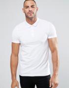 Asos Muscle Pique Polo Shirt In White - White