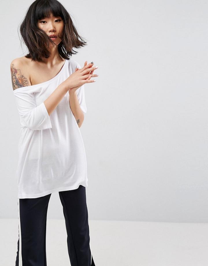 Asos Off Shoulder T-shirt - White