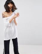Asos Off Shoulder T-shirt - White