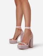 Ego Tahlia Platform Heeled Sandals In Pink Sparkle