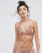 All About Eve Spirited Tie Front Bikini Top - Multi