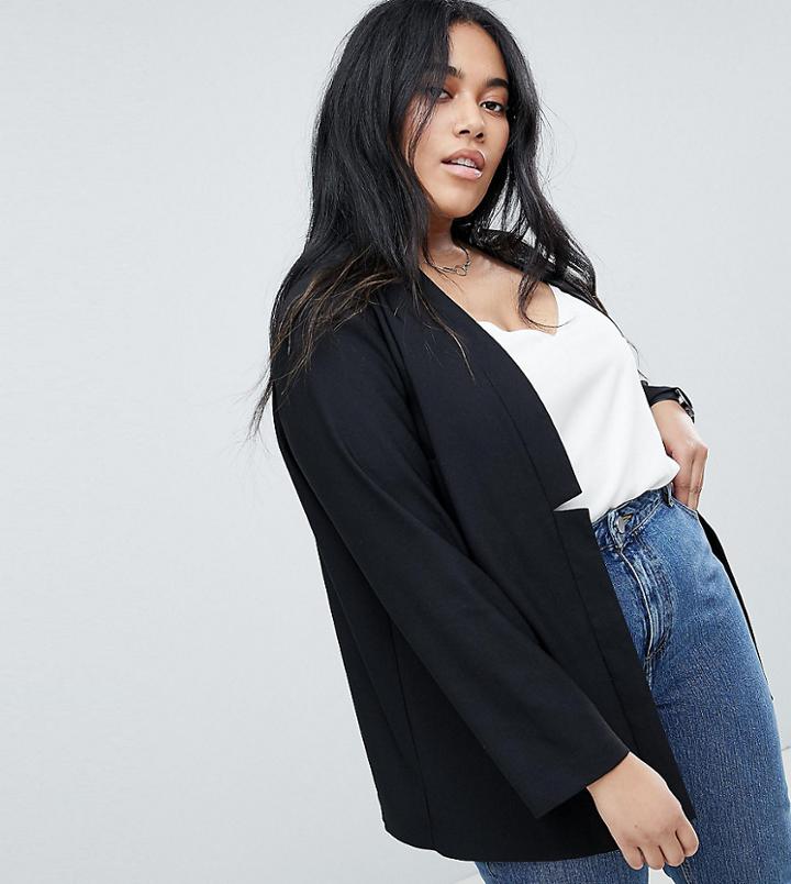 Asos Design Curve Tailored Easy Chuck On Blazer - Navy
