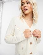 Jdy Knitted Cardigan With Stitch Detail In Cream-white