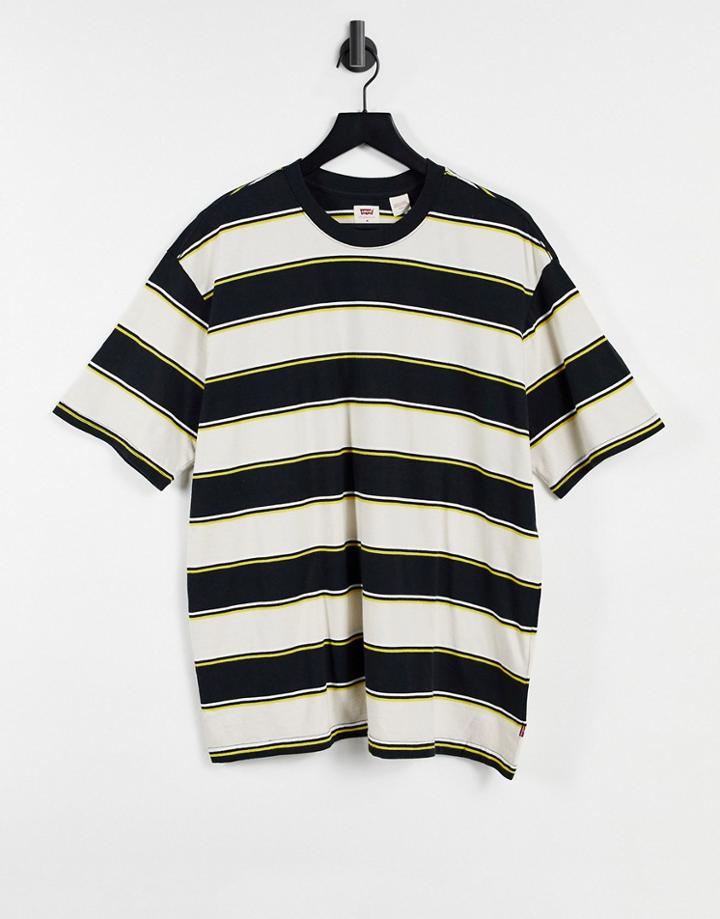 Levi's Stay Loose Fit Gilia Stripe T-shirt In Caviar Black/white