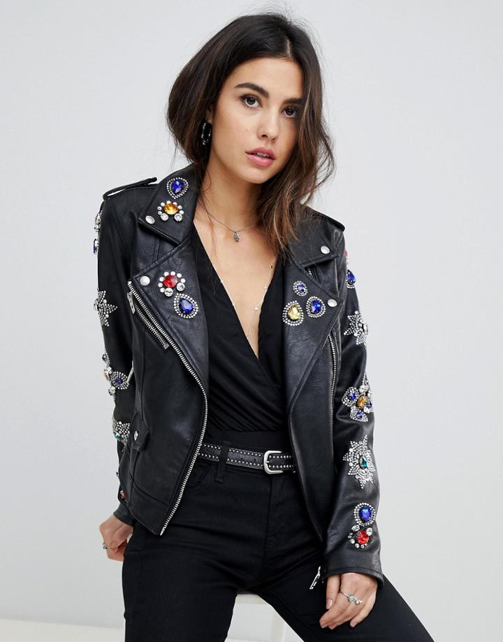 Blank Nyc Embellished Biker Jacket - Black