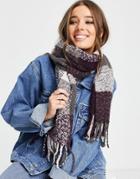 New Look Check Scarf In Berry-purple
